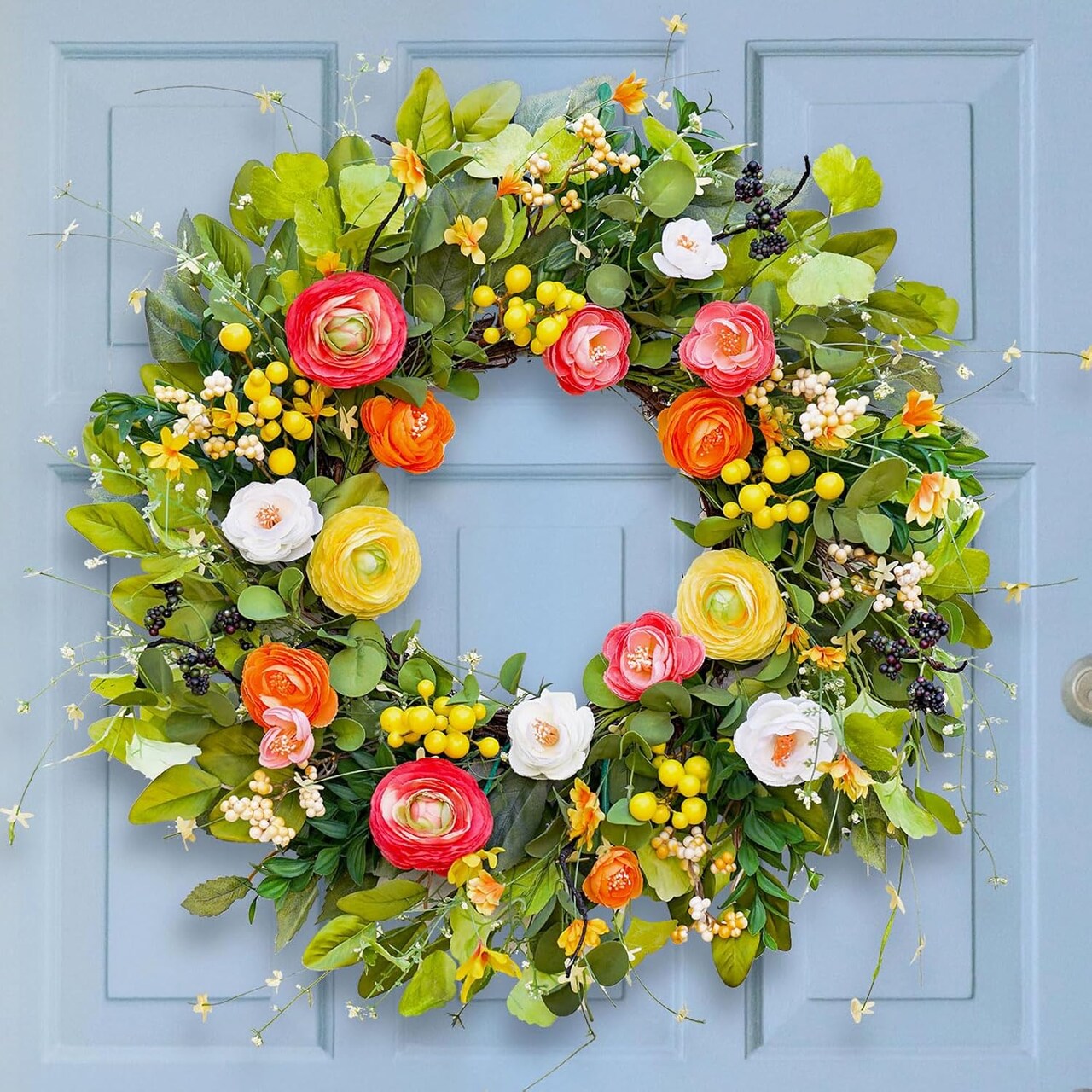 Spring Wreaths for Front Door, Soomeir Summer Peony Outdoor Wreath